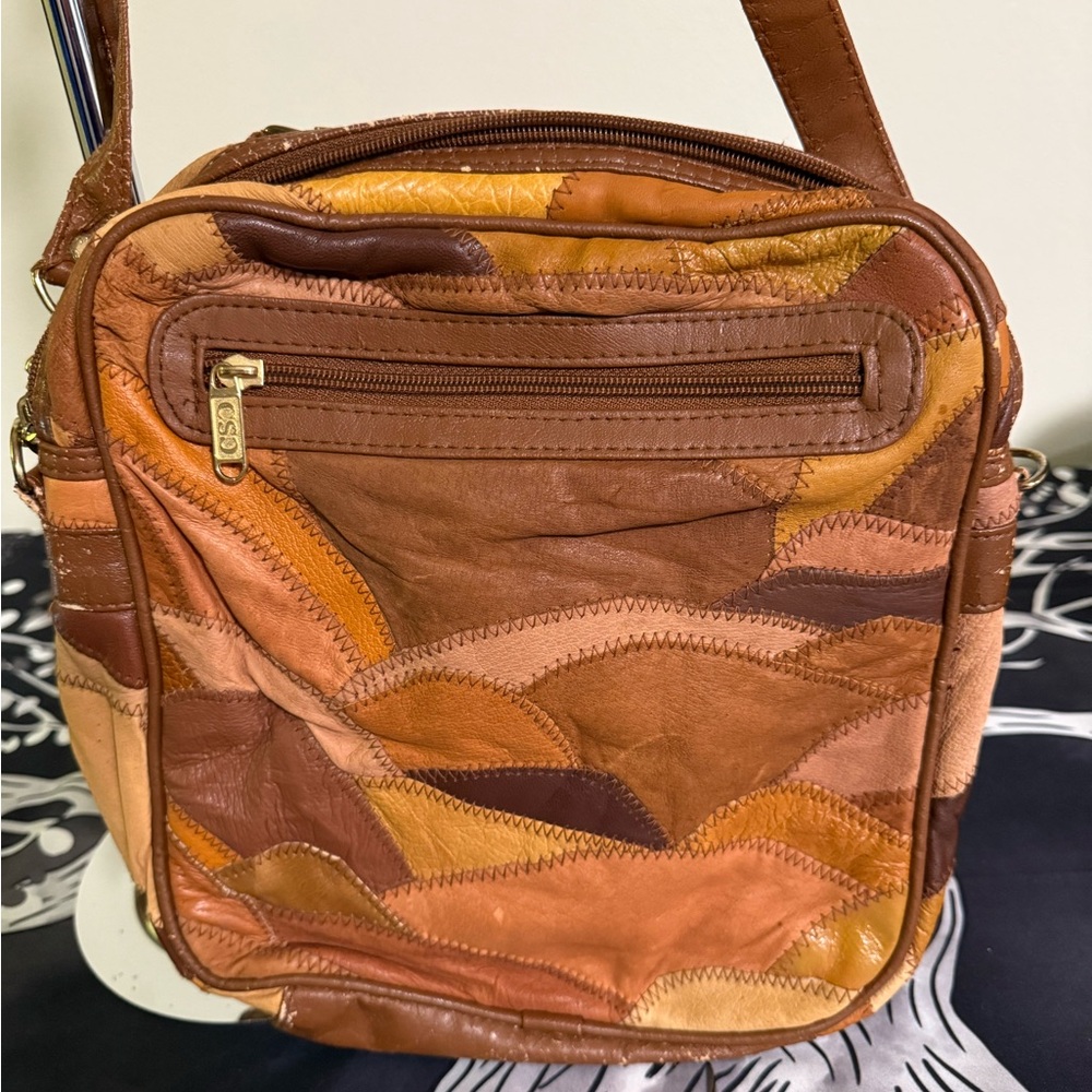 Vintage Leather Patchwork Backpack - image 3